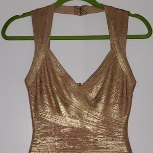Gold Dress Herve Leger
